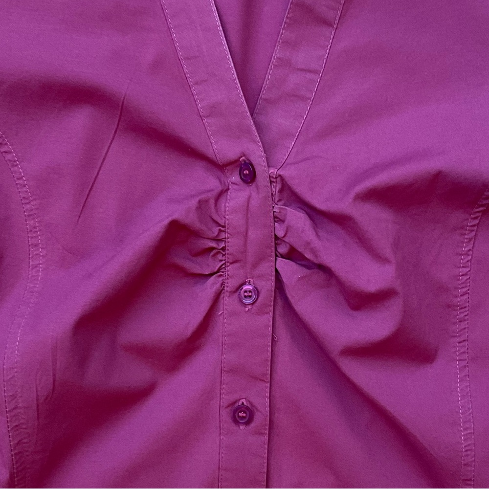 Fuchsia Rouched Button Down Top - Picture 7 of 12